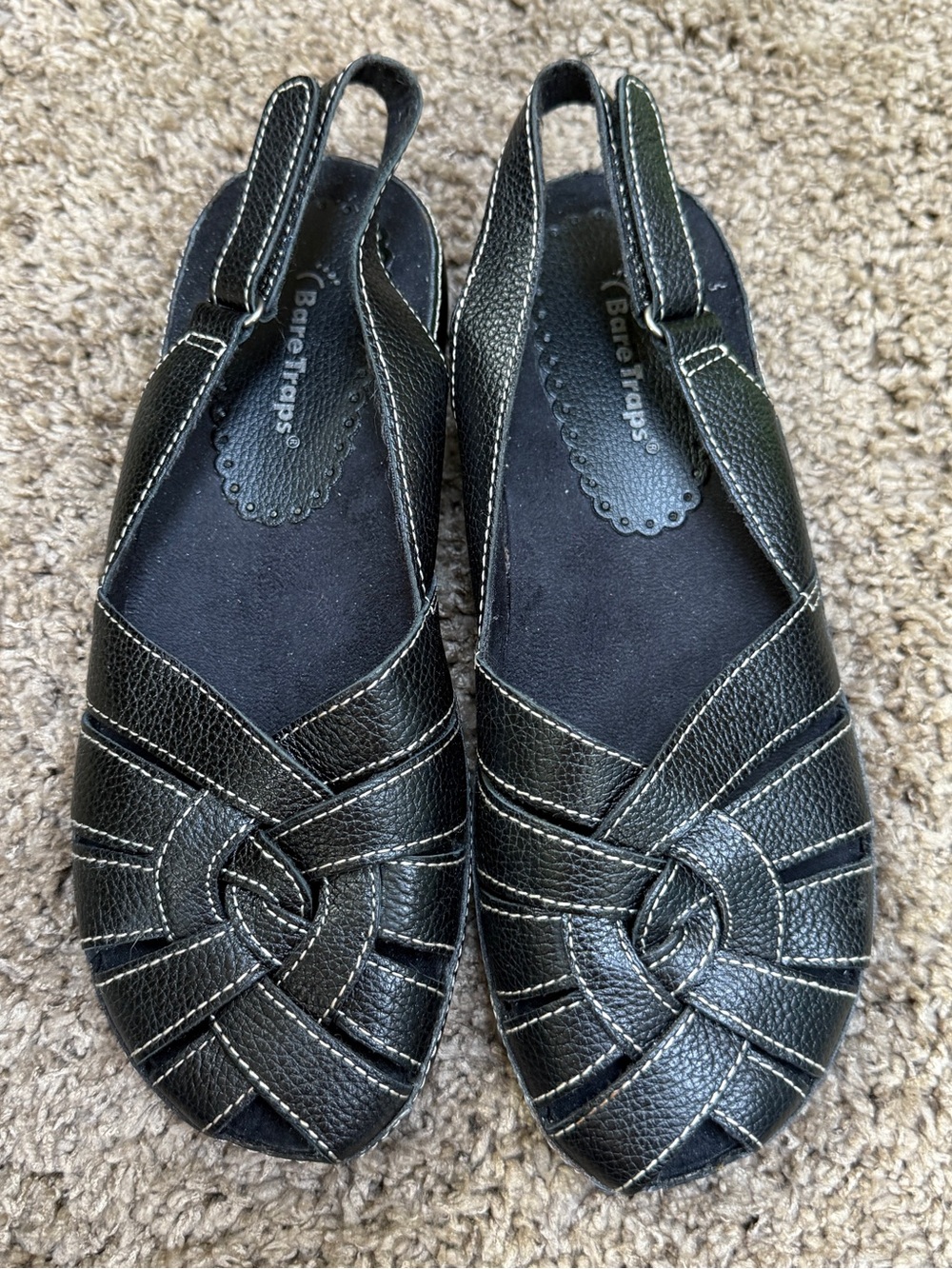 BareTraps Black Woven Slingback Flats size 9M